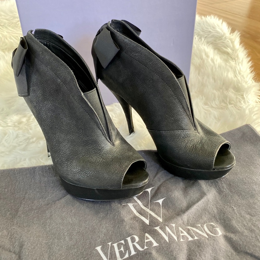 Vera Wang Royce Peep Toe Bow Back Booties